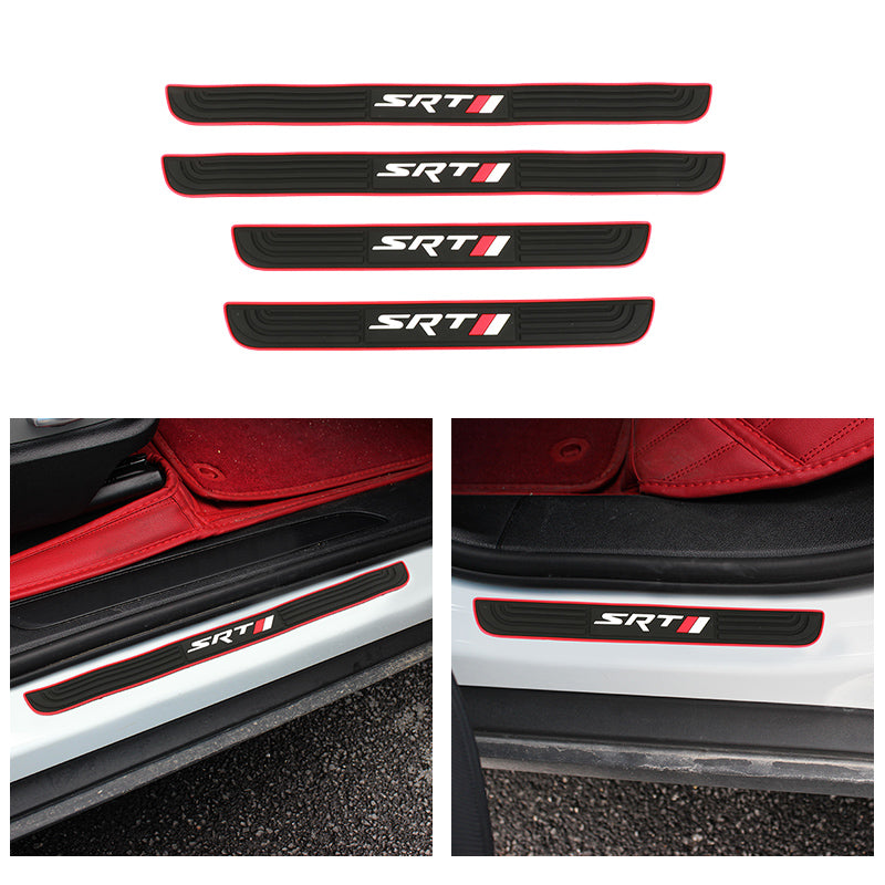Brand New 4PCS Universal SRT Red Rubber Car Door Scuff Sill Cover Panel Step Protector