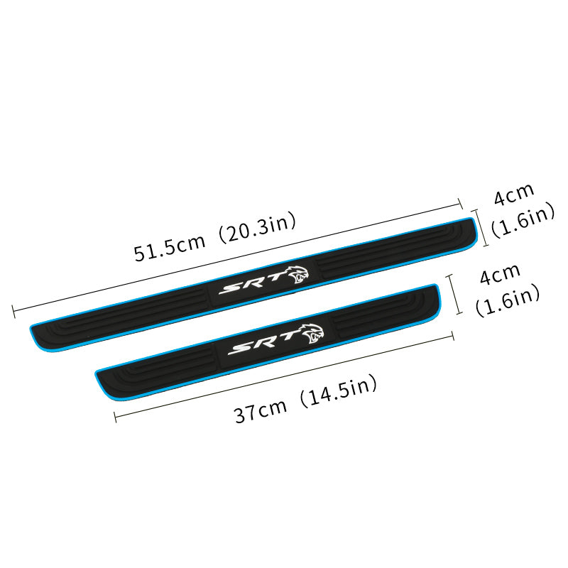 Brand New 4PCS Universal SRT Hellcat Blue Rubber Car Door Scuff Sill Cover Panel Step Protector