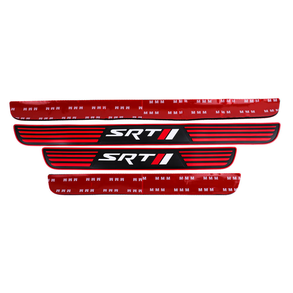 Brand New 4PCS Universal SRT Red Rubber Car Door Scuff Sill Cover Panel Step Protector V2