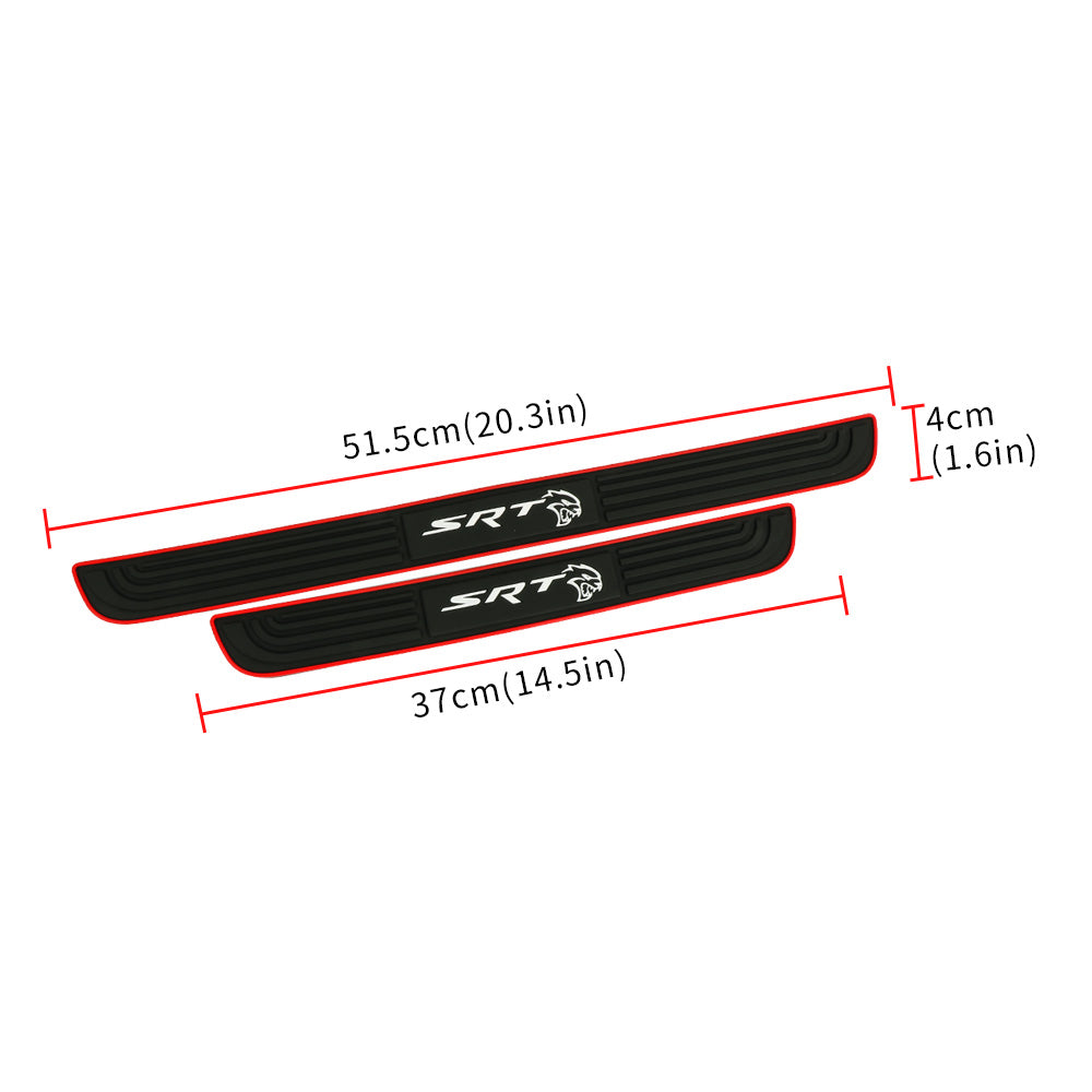 Brand New 4PCS Universal SRT HELLCAT Red Rubber Car Door Scuff Sill Cover Panel Step Protector