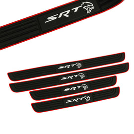 Brand New 4PCS Universal SRT HELLCAT Red Rubber Car Door Scuff Sill Cover Panel Step Protector