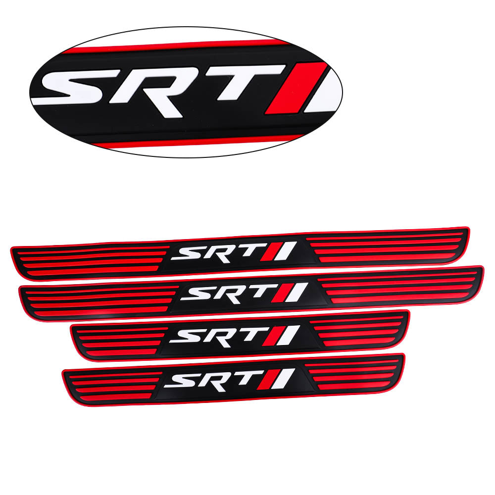 Brand New 4PCS Universal SRT Red Rubber Car Door Scuff Sill Cover Panel Step Protector V2