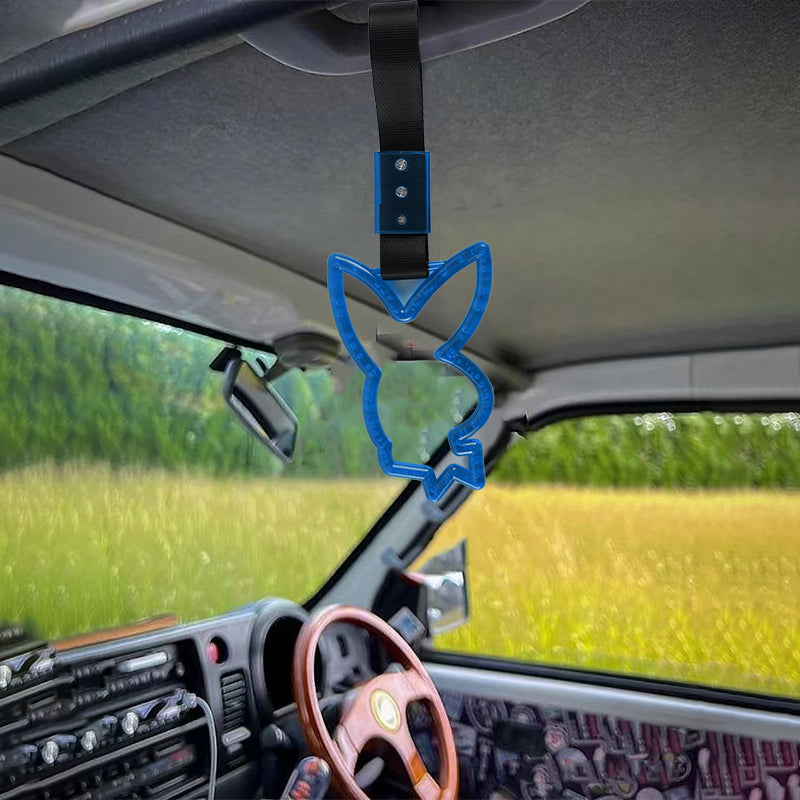 Brand New Crystal Bubble Playboy Bunny Shaped Blue JDM TSURIKAWA Subway Bus Black Handle Strap Charm Drift