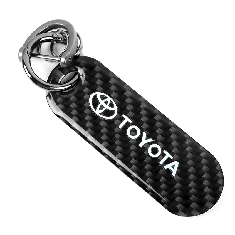 Brand New Universal 100% Real Carbon Fiber Keychain Key Ring For Toyota