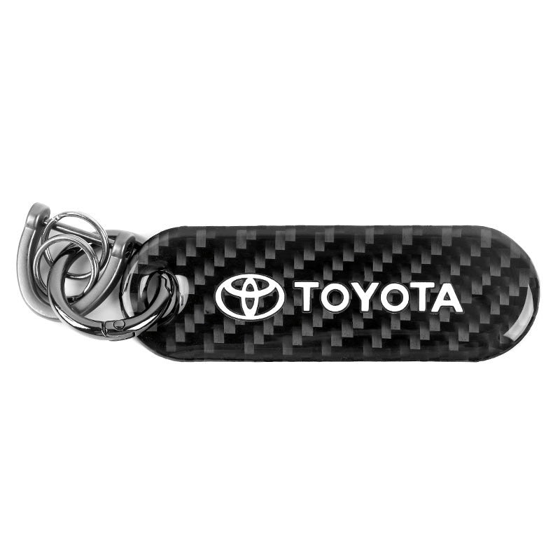 Brand New Universal 100% Real Carbon Fiber Keychain Key Ring For Toyota
