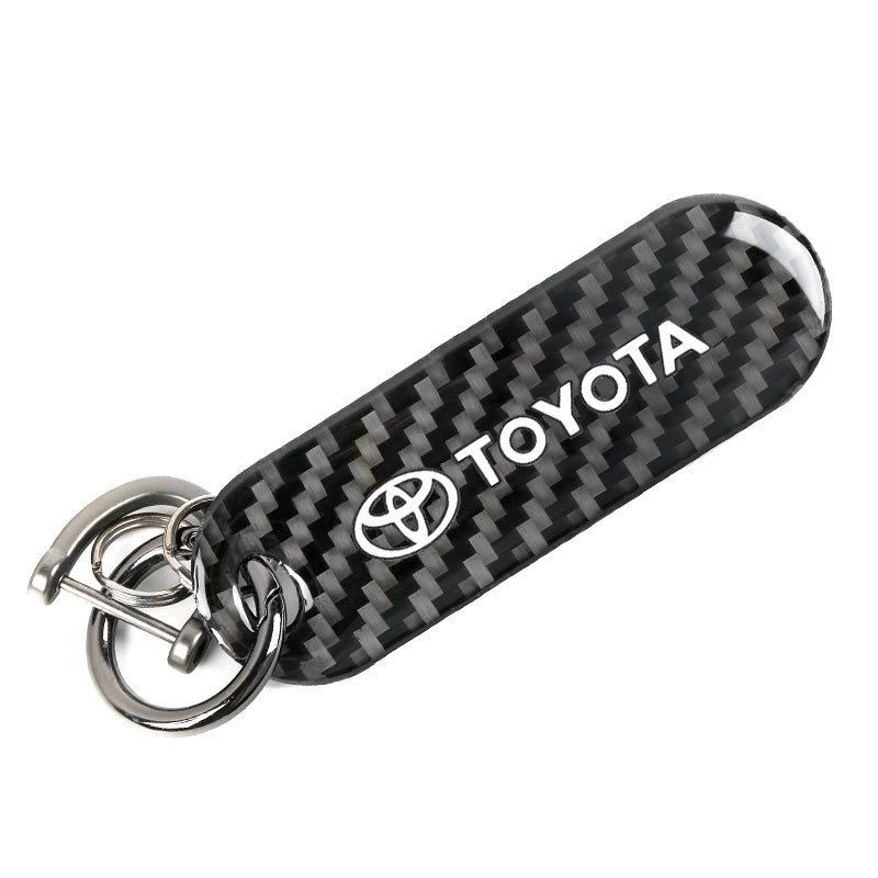 Brand New Universal 100% Real Carbon Fiber Keychain Key Ring For Toyota