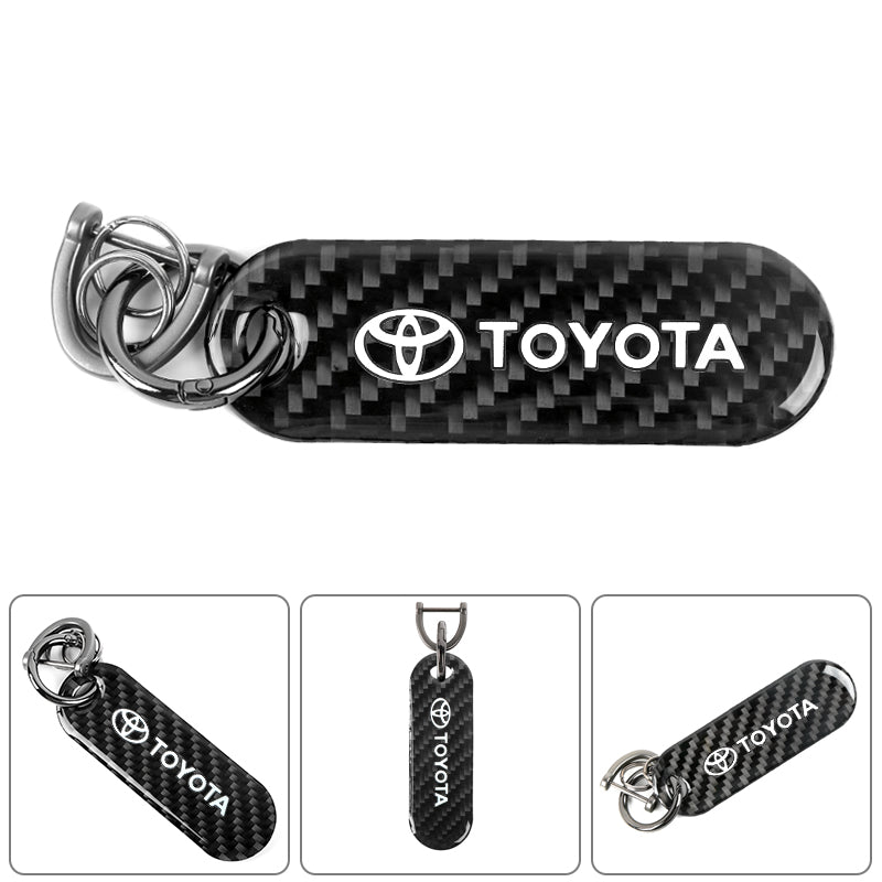 Brand New Universal 100% Real Carbon Fiber Keychain Key Ring For Toyota