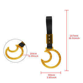 Brand New Crystal Bubble Moon Shaped Gold JDM TSURIKAWA Subway Bus Black Handle Strap Charm Drift