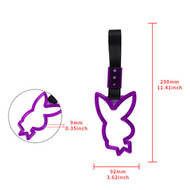 Brand New Crystal Bubble Playboy Bunny Shaped Purple JDM TSURIKAWA Subway Bus Black Handle Strap Charm Drift