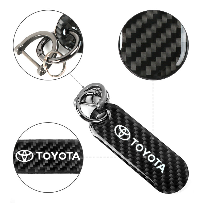 Brand New Universal 100% Real Carbon Fiber Keychain Key Ring For Toyota