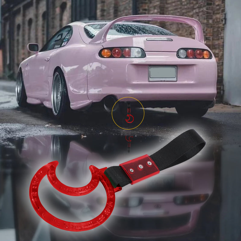 Brand New Crystal Bubble Moon Shaped Red JDM TSURIKAWA Subway Bus Black Handle Strap Charm Drift