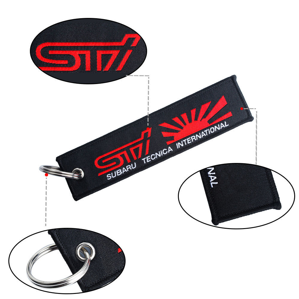 BRAND NEW JDM STI SUBARU BLACK DOUBLE SIDE Racing Cell Holders Keychain Universal