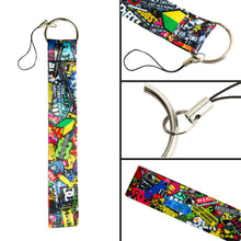 Load image into Gallery viewer, BRAND NEW JDM STICKERBOMB DOUBLE SIDE Racing Cell Holders Keychain Universal