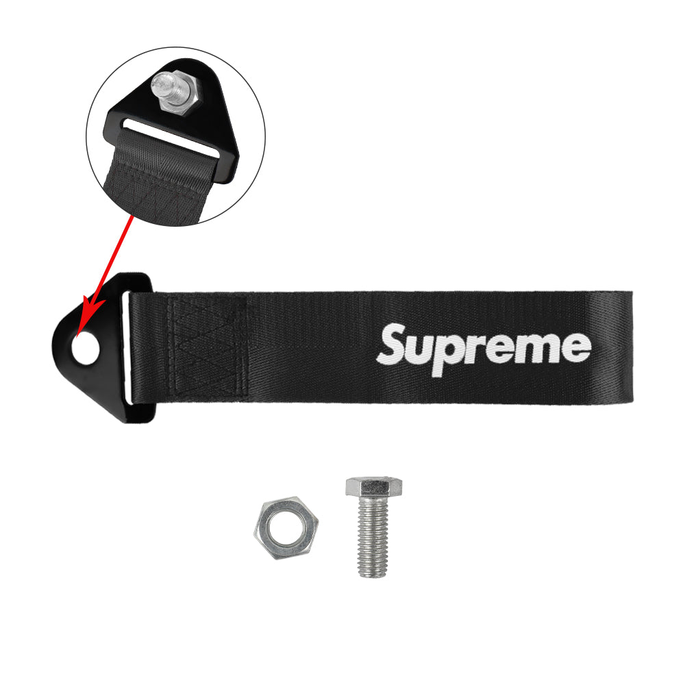 Brand New Supreme Race High Strength Black Tow Towing Strap Hook For Front / REAR BUMPER JDM