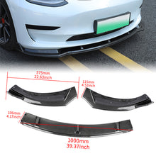 Load image into Gallery viewer, Brand New 3PCS 2017-2023 Tesla Model 3 Sedan Carbon Fiber Look Front Bumper Body Kit Lip