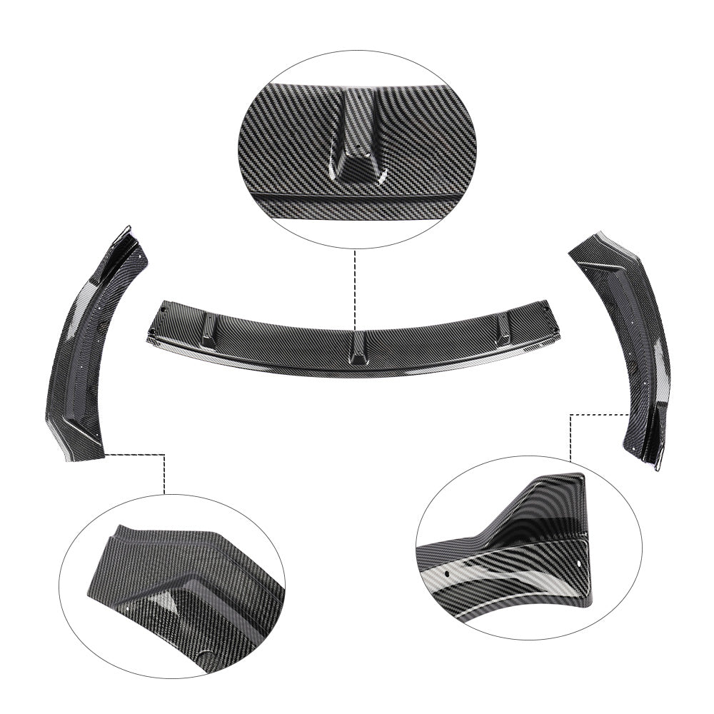 Brand New 3PCS 2017-2023 Tesla Model 3 Sedan Carbon Fiber Look Front Bumper Body Kit Lip