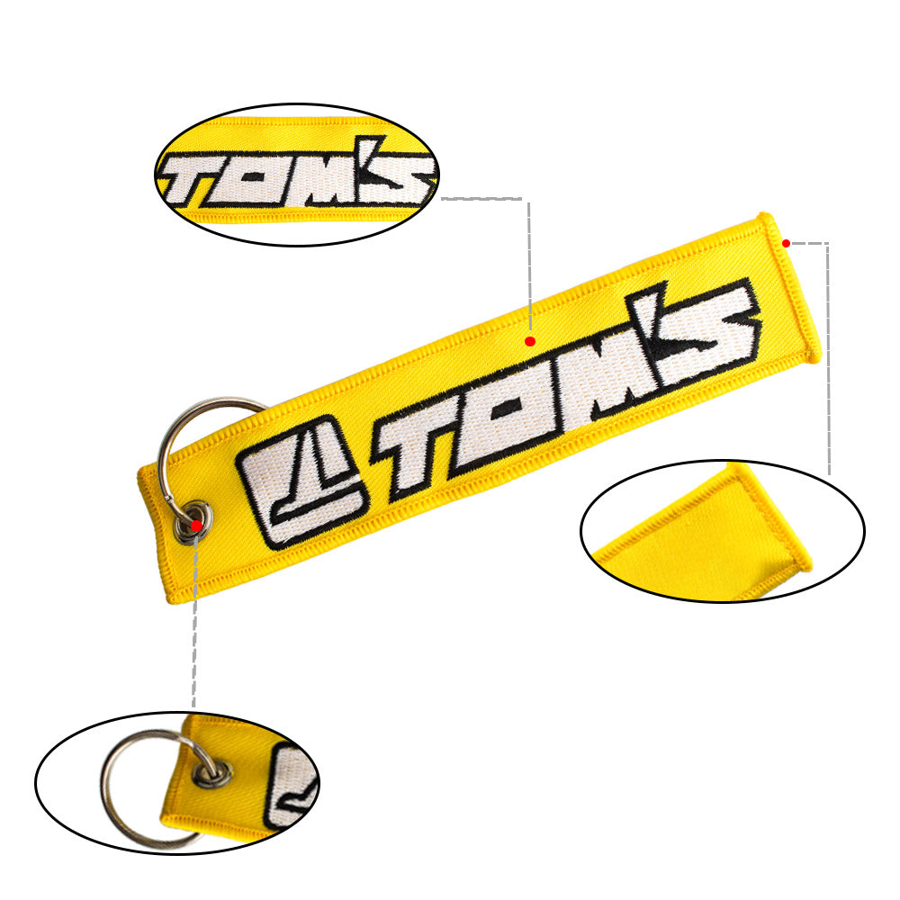 BRAND NEW JDM TOM'S YELLOW DOUBLE SIDE Racing Cell Holders Keychain Universal