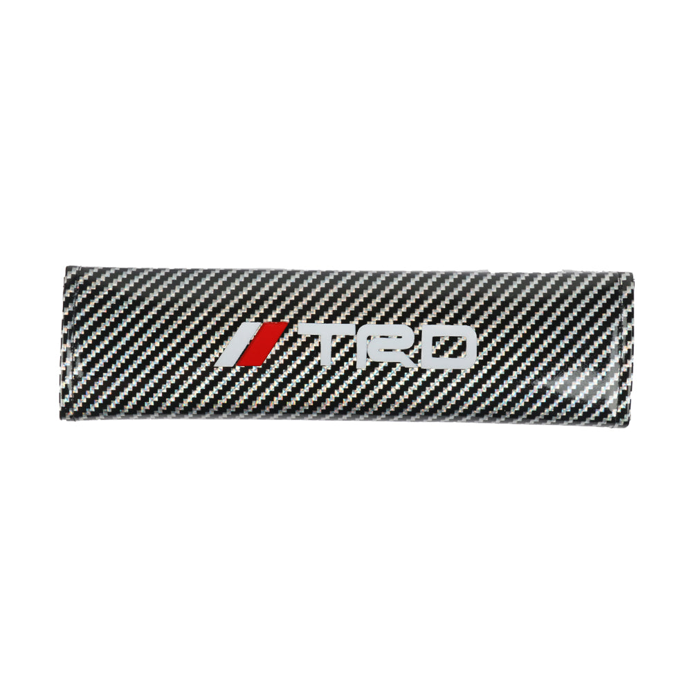 Brand New Universal 2PCS TRD Silver Carbon Fiber Look Car Seat Belt Covers Shoulder Pad