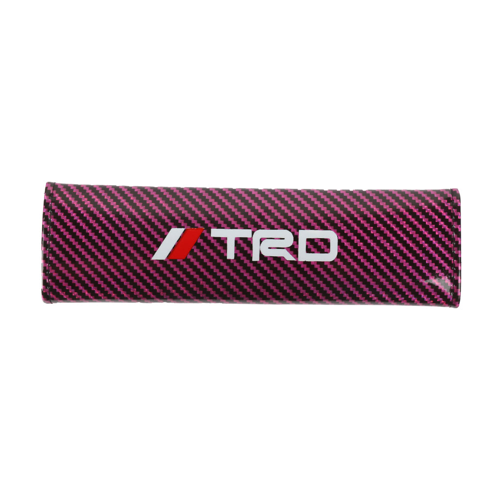 Brand New Universal 2PCS TRD Hot Pink Carbon Fiber Look Car Seat Belt Covers Shoulder Pad