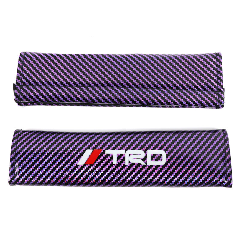 Brand New Universal 2PCS TRD Purple Carbon Fiber Look Car Seat Belt Covers Shoulder Pad