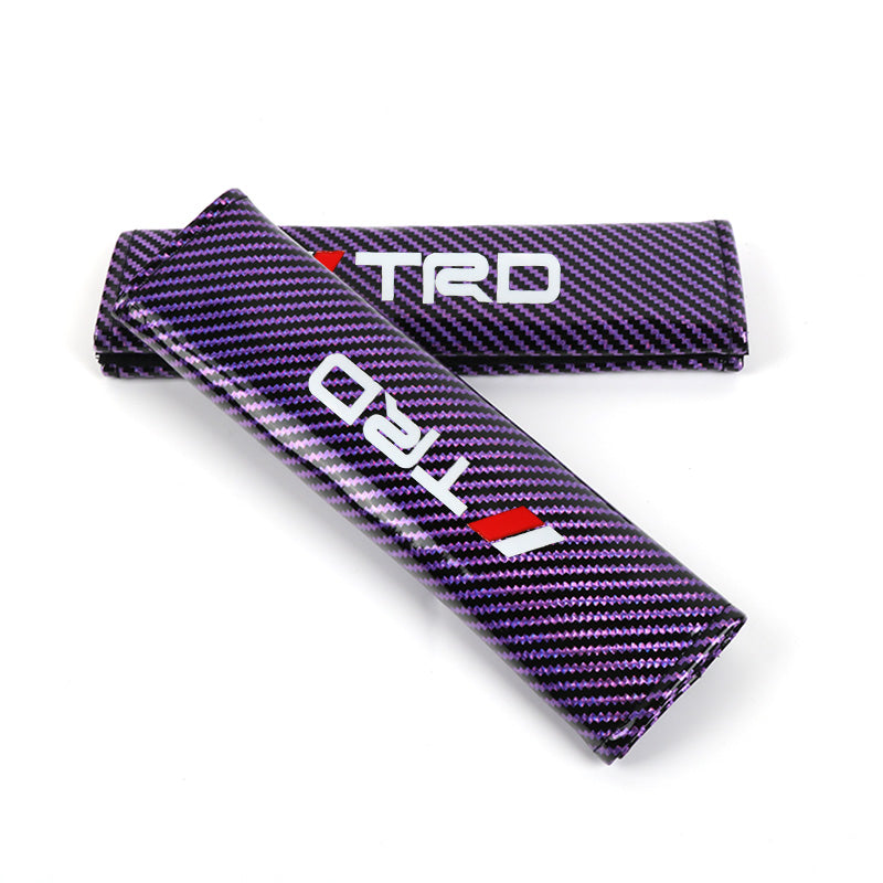 Brand New Universal 2PCS TRD Purple Carbon Fiber Look Car Seat Belt Covers Shoulder Pad