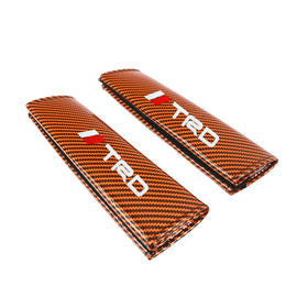 Brand New Universal 2PCS TRD Orange Carbon Fiber Look Car Seat Belt Covers Shoulder Pad