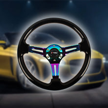 Load image into Gallery viewer, Brand New 350mm 14&quot; Universal JDM TRD Deep Dish ABS Racing Steering Wheel Black With Neo-Chrome Spoke