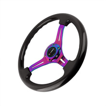 Load image into Gallery viewer, Brand New 350mm 14&quot; Universal JDM TRD Deep Dish ABS Racing Steering Wheel Black With Neo-Chrome Spoke