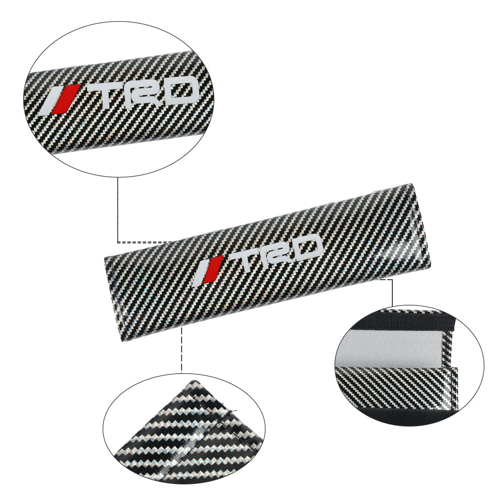 Brand New Universal 2PCS TRD Silver Carbon Fiber Look Car Seat Belt Covers Shoulder Pad