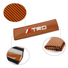 Load image into Gallery viewer, Brand New Universal 2PCS TRD Orange Carbon Fiber Look Car Seat Belt Covers Shoulder Pad