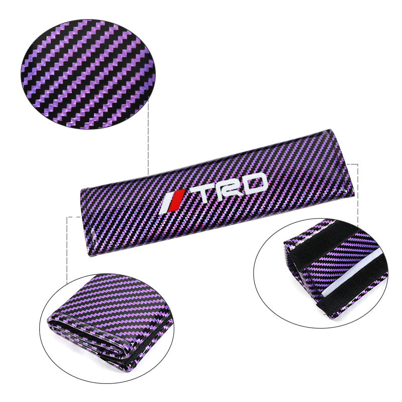 Brand New Universal 2PCS TRD Purple Carbon Fiber Look Car Seat Belt Covers Shoulder Pad