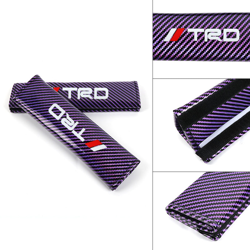 Brand New Universal 2PCS TRD Purple Carbon Fiber Look Car Seat Belt Covers Shoulder Pad