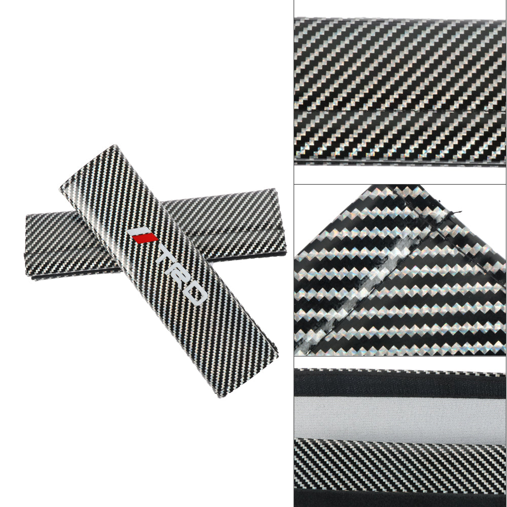 Brand New Universal 2PCS TRD Silver Carbon Fiber Look Car Seat Belt Covers Shoulder Pad