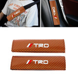 Brand New Universal 2PCS TRD Orange Carbon Fiber Look Car Seat Belt Covers Shoulder Pad