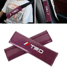 Load image into Gallery viewer, Brand New Universal 2PCS TRD Hot Pink Carbon Fiber Look Car Seat Belt Covers Shoulder Pad