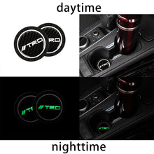 Load image into Gallery viewer, Brand New 2PCS TRD Glows In The Dark Green Real Carbon Fiber Car Cup Holder Pad Water Cup Slot Non-Slip Mat Universal