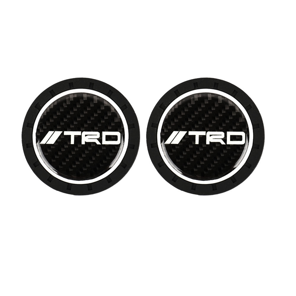 Brand New 2PCS TRD Glows In The Dark Green Real Carbon Fiber Car Cup Holder Pad Water Cup Slot Non-Slip Mat Universal