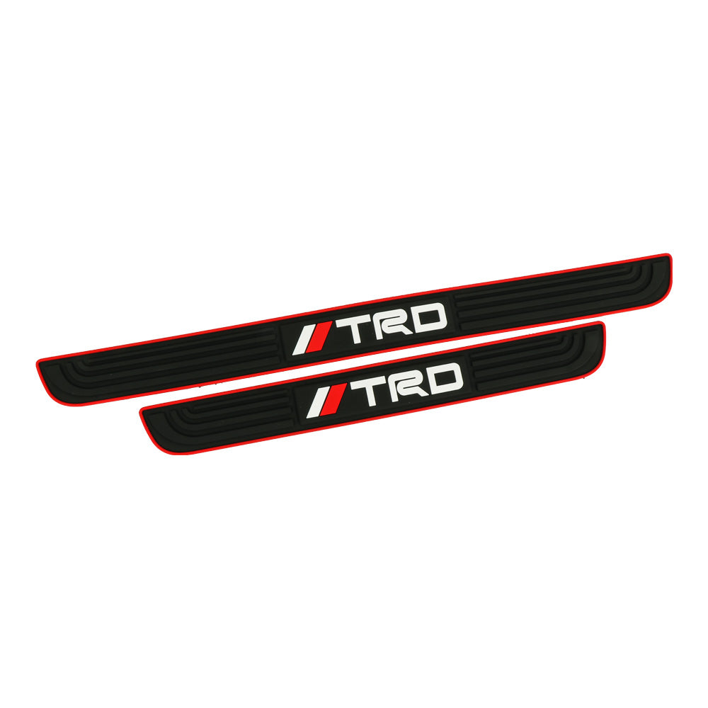 Brand New 4PCS Universal TRD Red Rubber Car Door Scuff Sill Cover Panel Step Protector