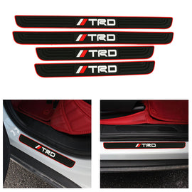 Brand New 4PCS Universal TRD Red Rubber Car Door Scuff Sill Cover Panel Step Protector
