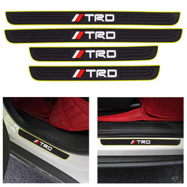 Brand New 4PCS Universal TRD TOYOTA Yellow Rubber Car Door Scuff Sill Cover Panel Step Protector