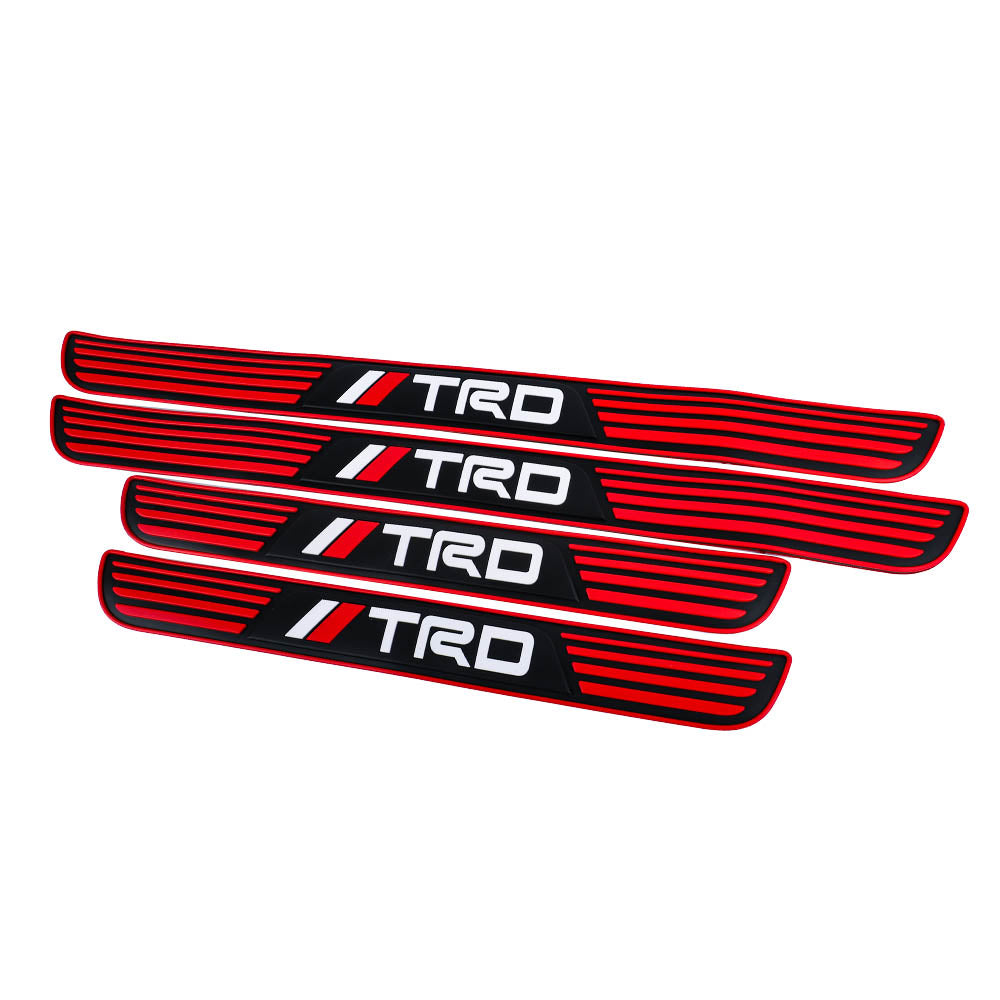 Brand New 4PCS Universal TRD Red Rubber Car Door Scuff Sill Cover Panel Step Protector V2
