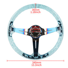 Load image into Gallery viewer, Brand New JDM TRD Universal 6-Hole 350mm Deep Dish Vip Teal Crystal Bubble Burnt Blue Spoke Steering Wheel