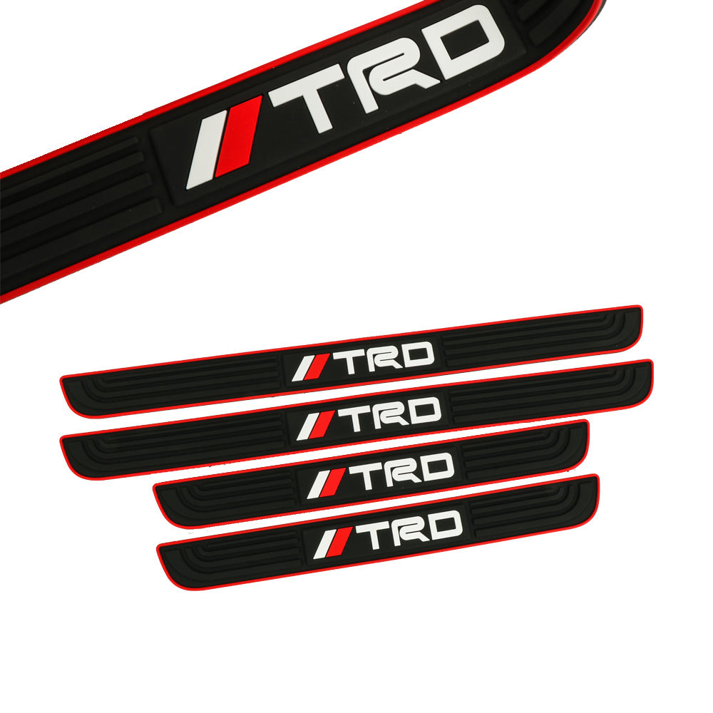 Brand New 4PCS Universal TRD Red Rubber Car Door Scuff Sill Cover Panel Step Protector