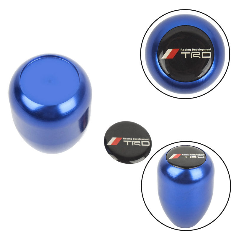 Brand New JDM Universal TRD Black Sticker Aluminum Manual Gear Stick Blue Shift Knob Shifter M8 M10 M12