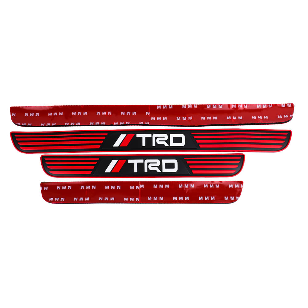 Brand New 4PCS Universal TRD Red Rubber Car Door Scuff Sill Cover Panel Step Protector V2