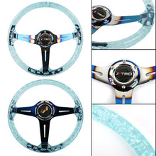 Load image into Gallery viewer, Brand New JDM TRD Universal 6-Hole 350mm Deep Dish Vip Teal Crystal Bubble Burnt Blue Spoke Steering Wheel