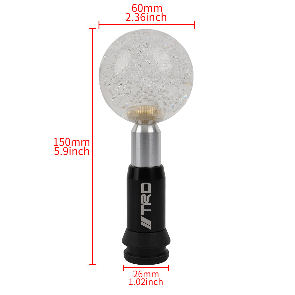 Brand New Universal Crystal Bubble Clear Round Ball Automatic Transmission Shift Knob W/ TRD Adapter