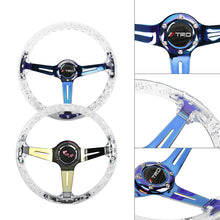 Load image into Gallery viewer, Brand New JDM TRD Universal 6-Hole 350mm Deep Dish Vip Clear Crystal Bubble Burnt Blue Spoke Steering Wheel