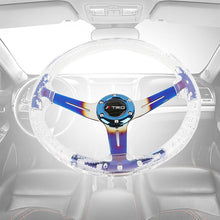 Load image into Gallery viewer, Brand New JDM TRD Universal 6-Hole 350mm Deep Dish Vip Clear Crystal Bubble Burnt Blue Spoke Steering Wheel