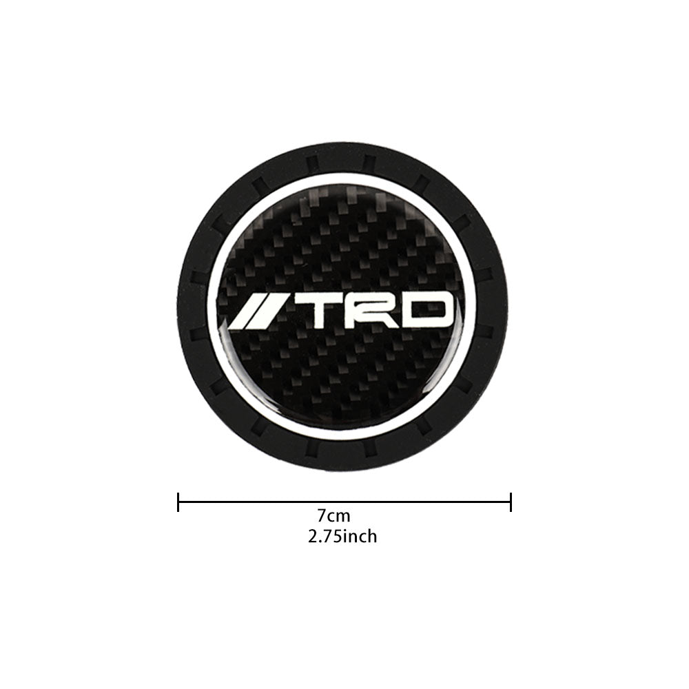 Brand New 2PCS TRD Glows In The Dark Green Real Carbon Fiber Car Cup Holder Pad Water Cup Slot Non-Slip Mat Universal